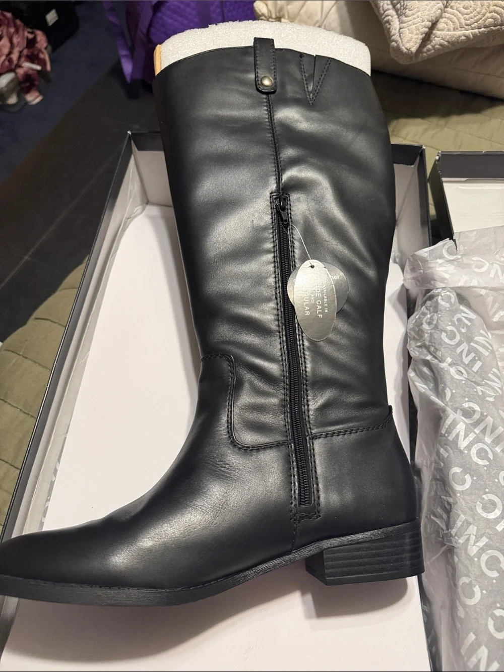 INC International Concepts Black Over-the-Knee Faux Leather Riding Boots